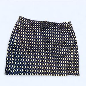 J. Crew Geometric Patterned Skirt - Blue, Black and white size 10 fully lined